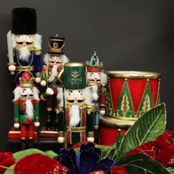 Traditional Christmas Wooden Nutcracker Soldier Ornament with Crown - Medium Hot
