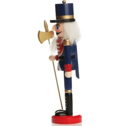 Traditional Christmas Wooden Nutcracker Soldier Ornament with Axe - Medium Online