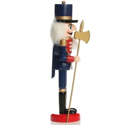 Traditional Christmas Wooden Nutcracker Soldier Ornament with Axe - Medium Online