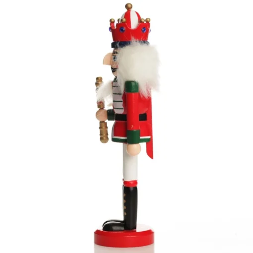 Traditional Christmas Wooden Nutcracker Soldier Ornament with Baton - Medium Fashion