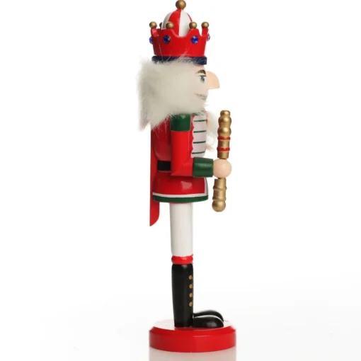 Traditional Christmas Wooden Nutcracker Soldier Ornament with Baton - Medium Fashion
