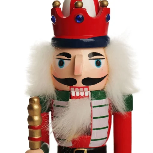 Traditional Christmas Wooden Nutcracker Soldier Ornament with Baton - Medium Fashion
