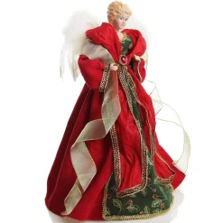 Traditional Red and Green Angel Tree Topper Ornament Fashion