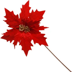 Traditional Red Velvet Poinsettia Flower Stem Shop