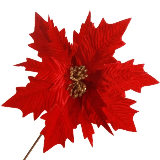 Traditional Red Velvet Poinsettia Flower Stem Shop