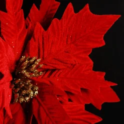 Traditional Red Velvet Poinsettia Flower Stem Shop