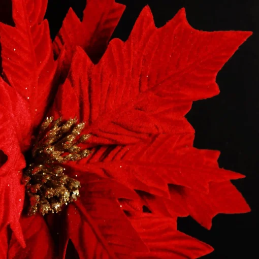 Traditional Red Velvet Poinsettia Flower Stem Shop