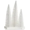 Trio of White Table Top Christmas Trees on Wooden Base Shop