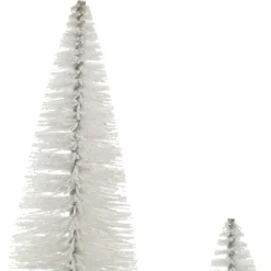 Trio of White Table Top Christmas Trees on Wooden Base Shop