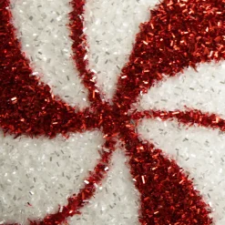 White and Red Tinsel Peppermint Swirl Tree Topper Flash Sale