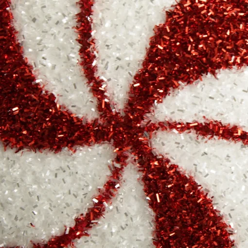 White and Red Tinsel Peppermint Swirl Tree Topper Flash Sale