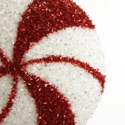White and Red Tinsel Peppermint Swirl Tree Topper Flash Sale