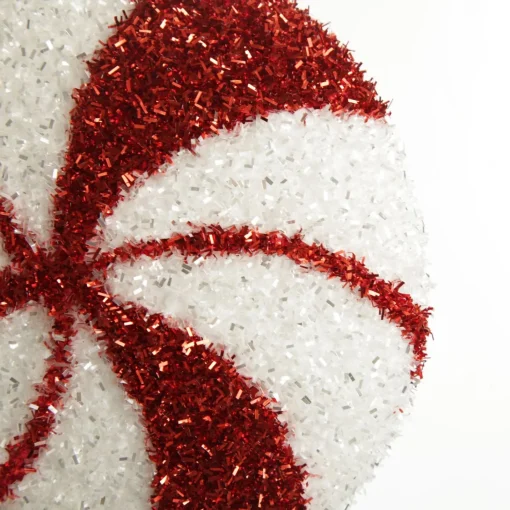 White and Red Tinsel Peppermint Swirl Tree Topper Flash Sale