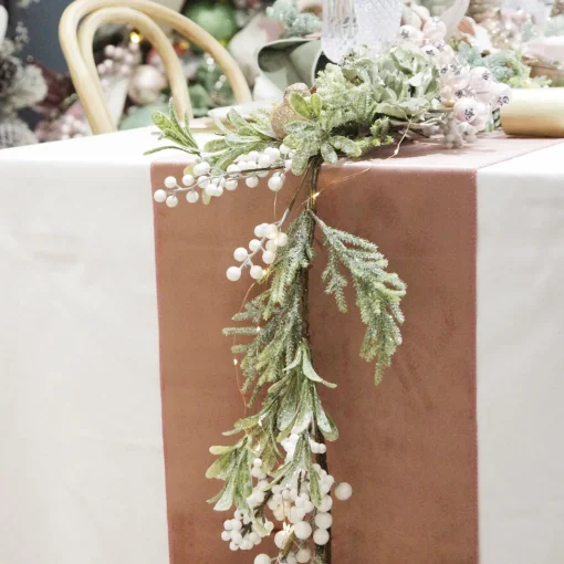 White Berry and Frosted Leaf Christmas Garland Sale
