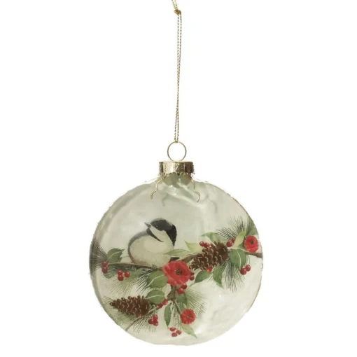 White Christmas Bird Glass Disc Fashion