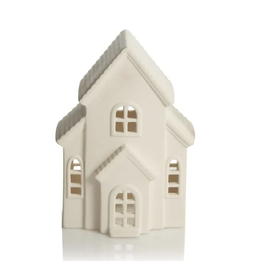 White Christmas Church Candle Holder New