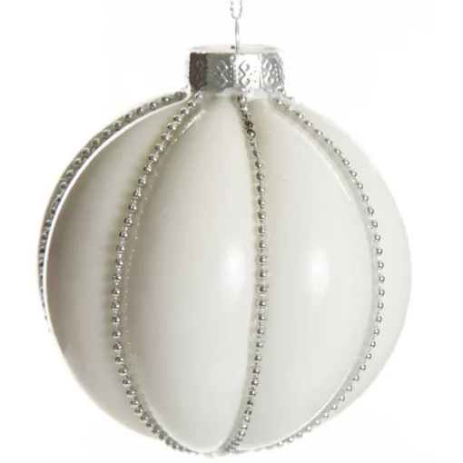 White Decorative Christmas Baubles - Set of 2 Cheap