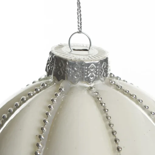White Decorative Christmas Baubles - Set of 2 Cheap