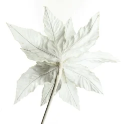 White Embossed Velvet Poinsettia Flower Stem Sale