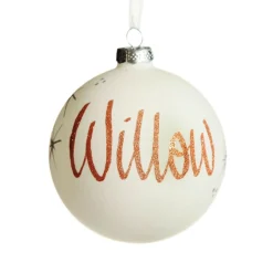 White Glass Personalised Christmas Bauble Fashion
