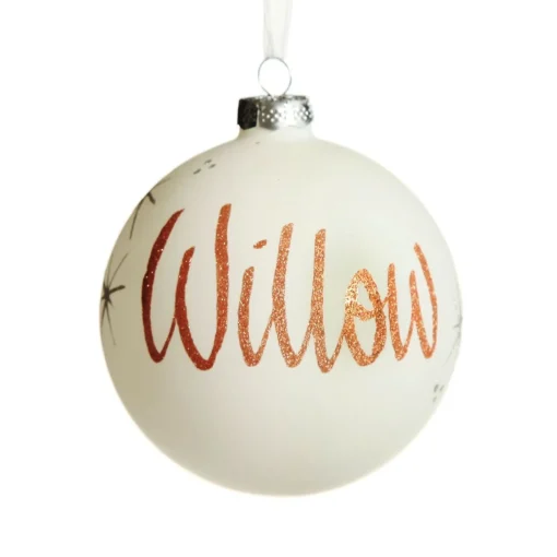 White Glass Personalised Christmas Bauble Fashion