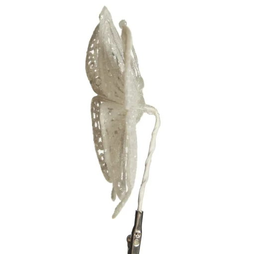 White Glitter and Sequin Butterfly Clip Best Sale