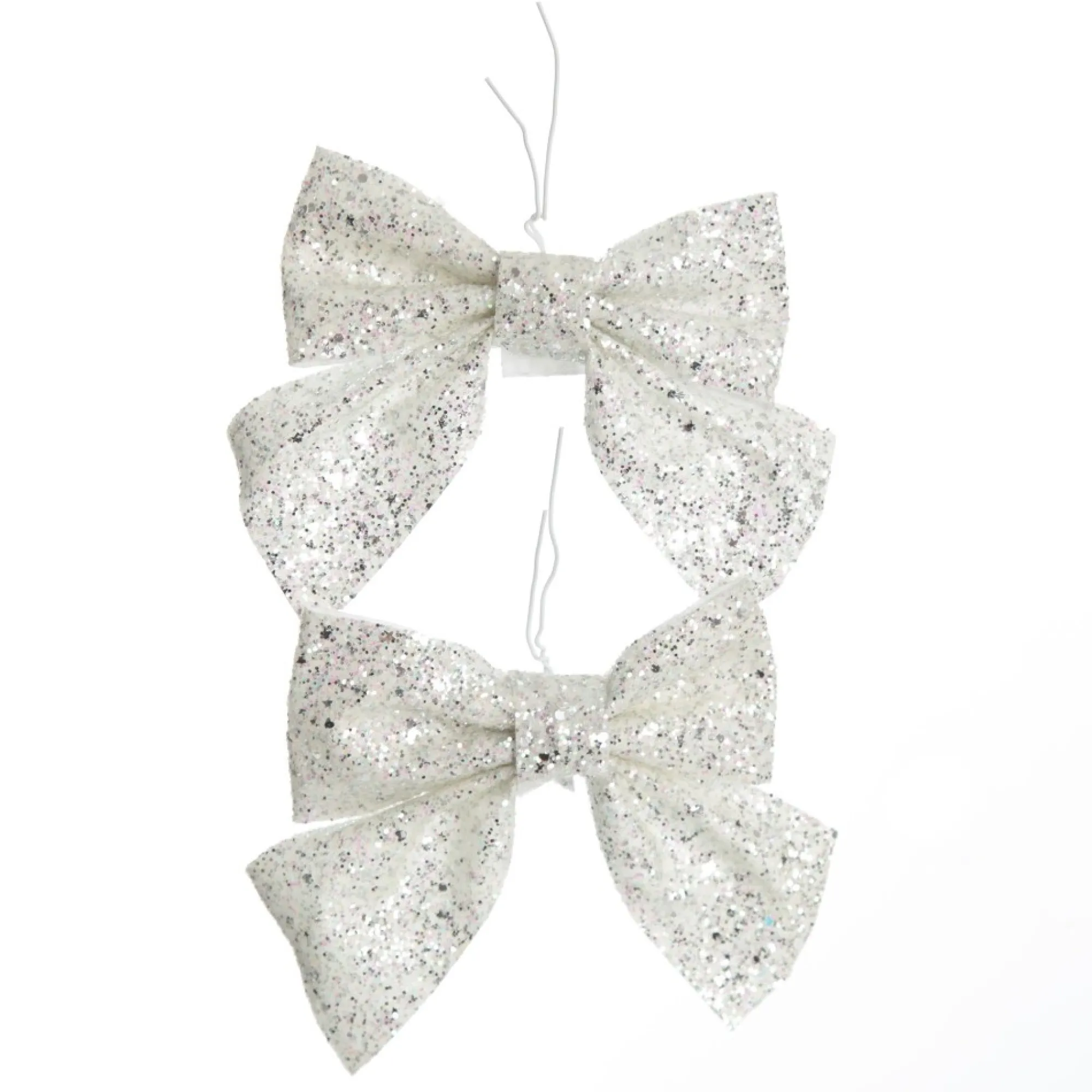 White Glitter Bow - Set of 2 Discount