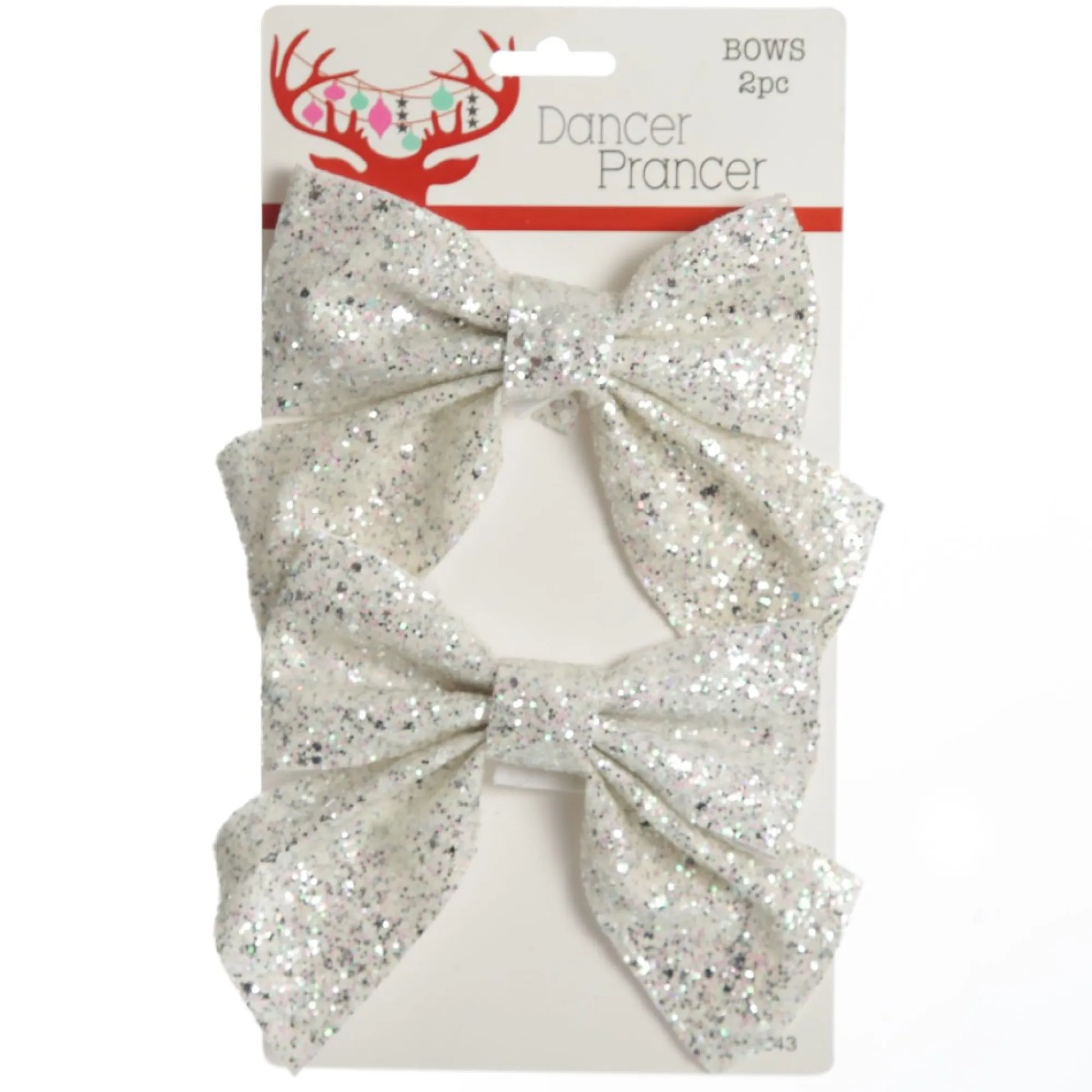 White Glitter Bow - Set of 2 Discount