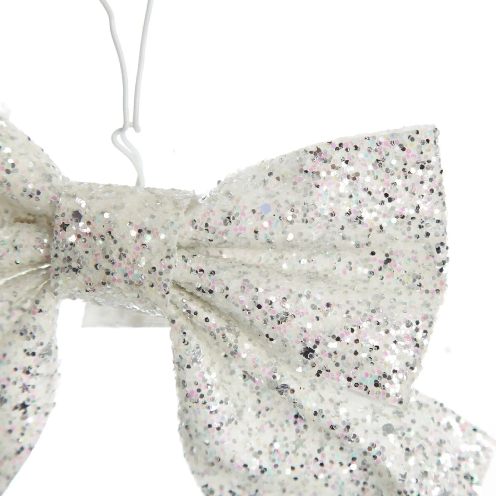 White Glitter Bow - Set of 2 Discount
