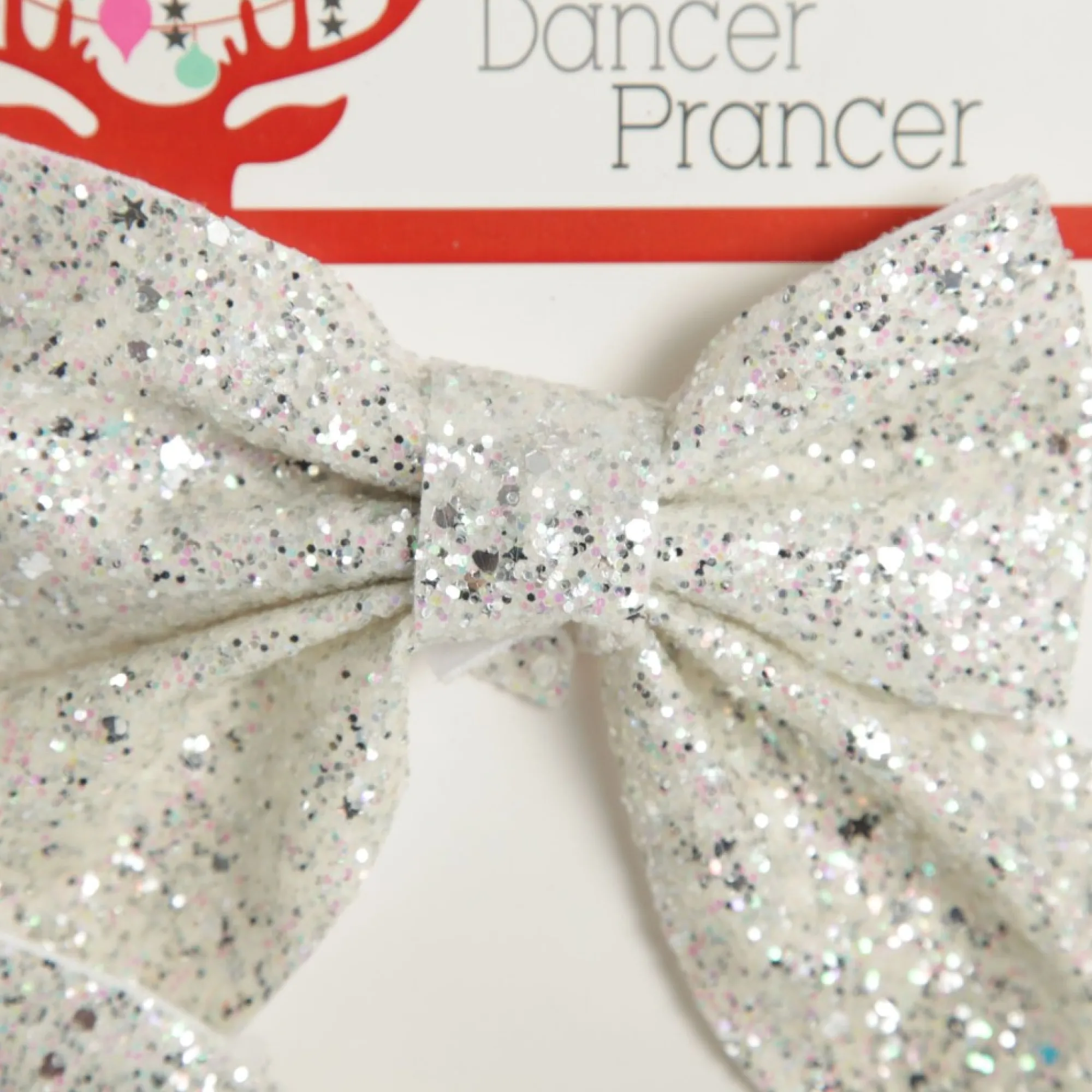 White Glitter Bow - Set of 2 Discount