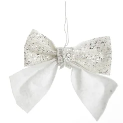 White Glitter Bow - Set of 2 Discount