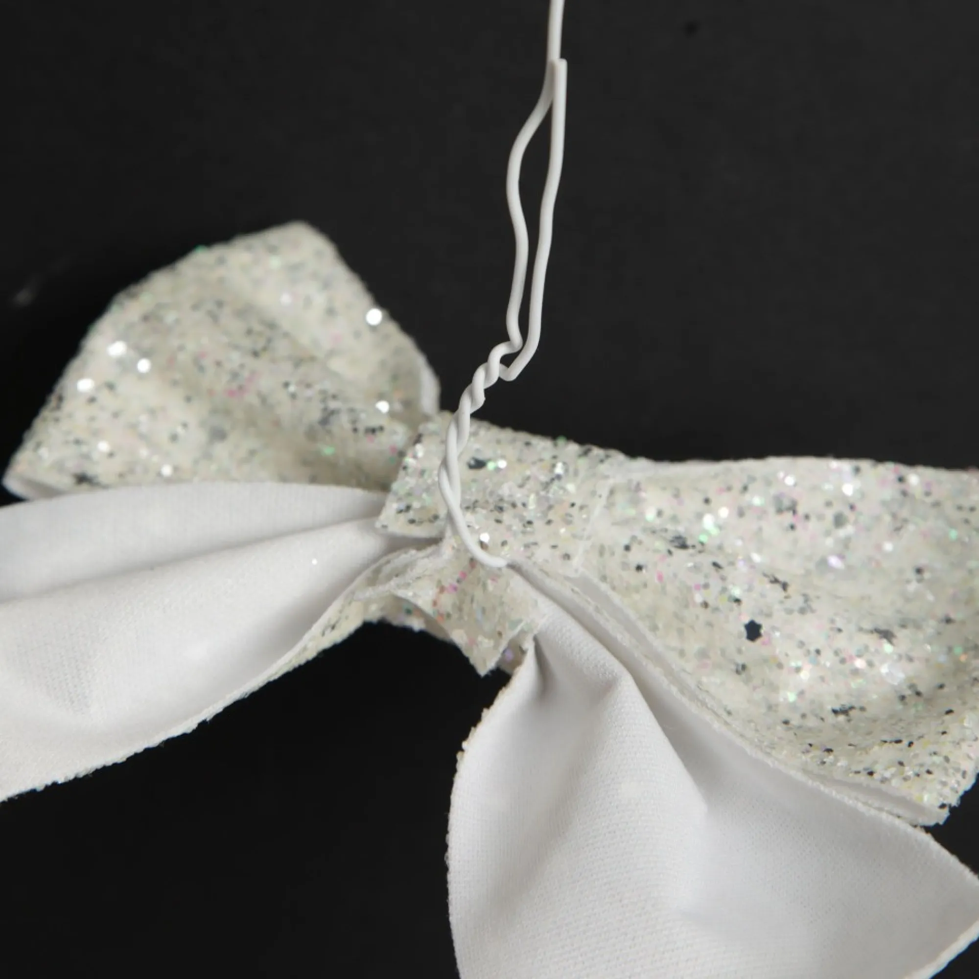 White Glitter Bow - Set of 2 Discount