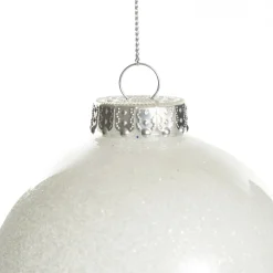 White Glitter Christmas Bauble Cheap
