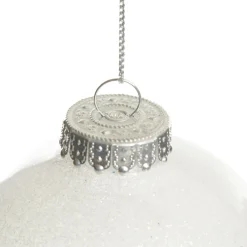 White Glitter Christmas Bauble Cheap