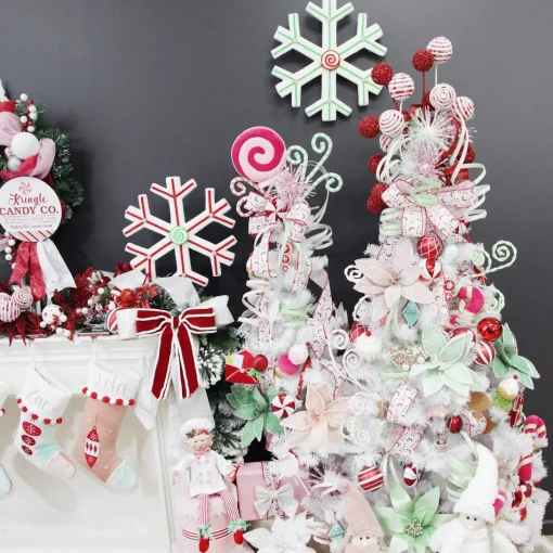 White Glitter Curly Ribbon Christmas Pick Small Discount