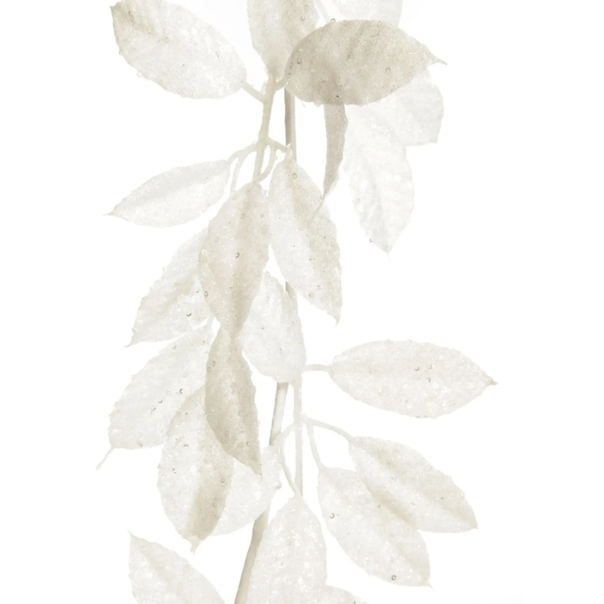 White Glitter Leaf Christmas Garland Fashion