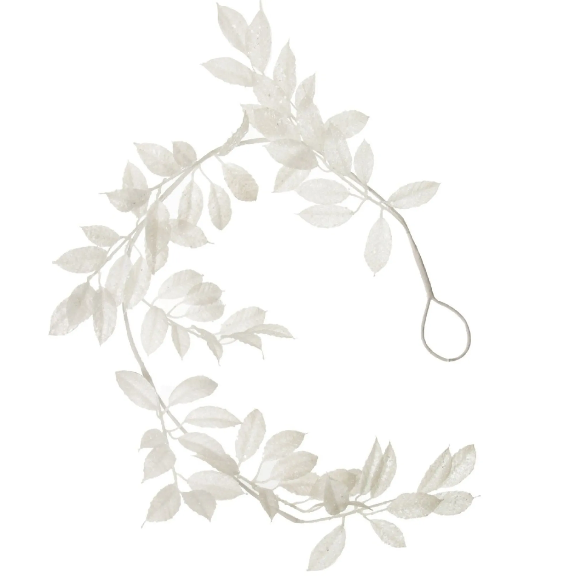 White Glitter Leaf Christmas Garland Fashion