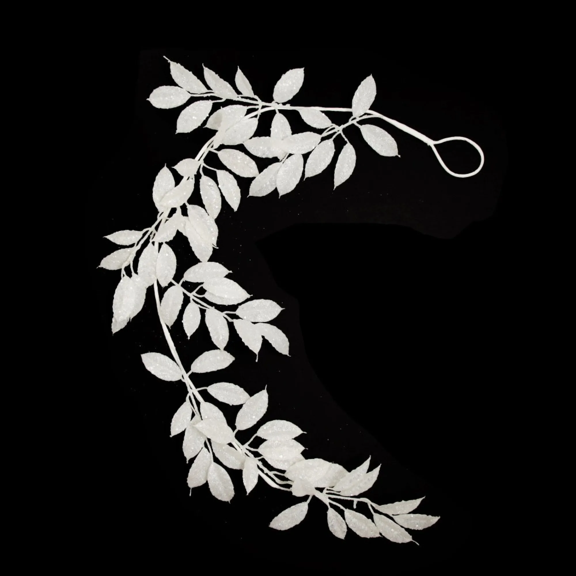 White Glitter Leaf Christmas Garland Fashion