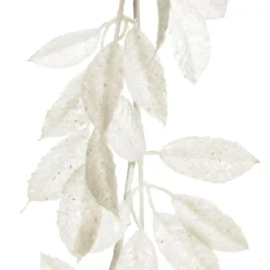 White Glitter Leaf Christmas Garland Fashion