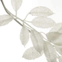 White Glitter Leaf Christmas Garland Fashion