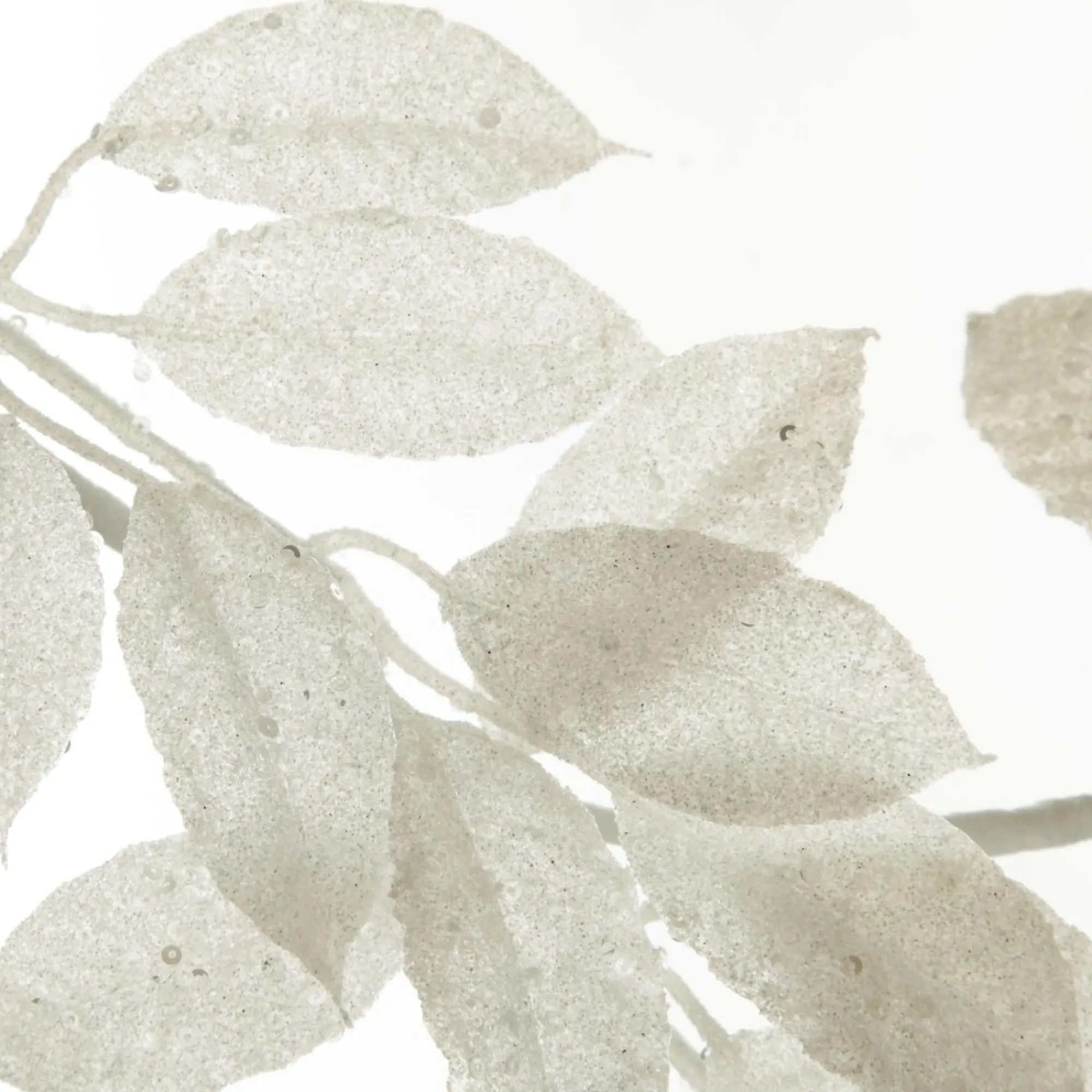 White Glitter Leaf Christmas Garland Fashion