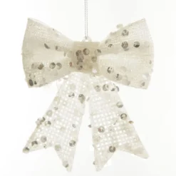 White Glitter Mesh Bow Outlet