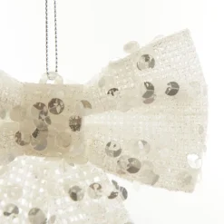 White Glitter Mesh Bow Outlet