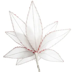 White Glitter Poinsetta Flower Clip with Twine Trim and Bells Best