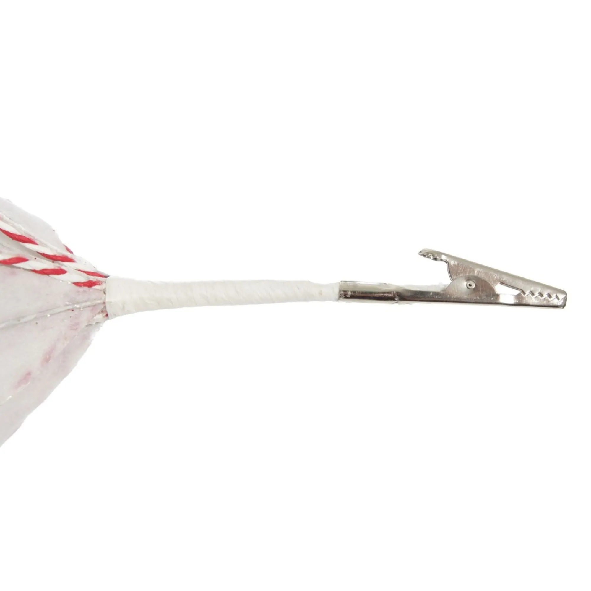 White Glitter Poinsetta Flower Clip with Twine Trim and Bells Best