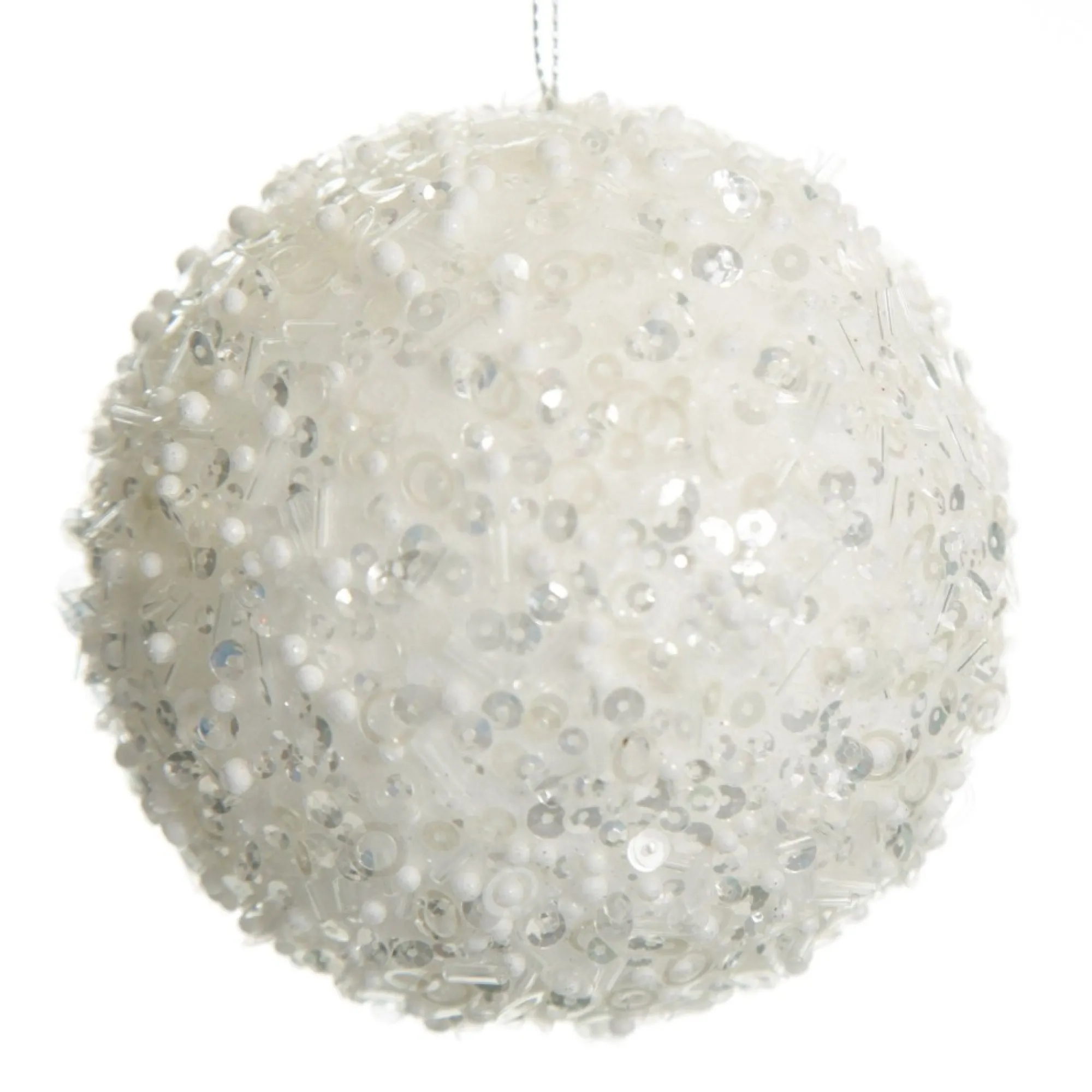 White Glitter Sequin and Bead Ball Clearance