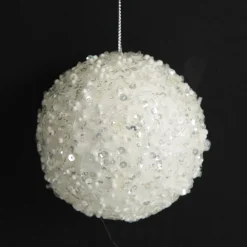 White Glitter Sequin and Bead Ball Clearance