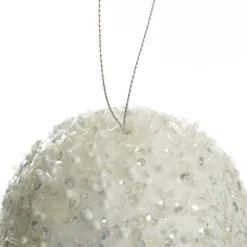 White Glitter Sequin and Bead Ball Clearance