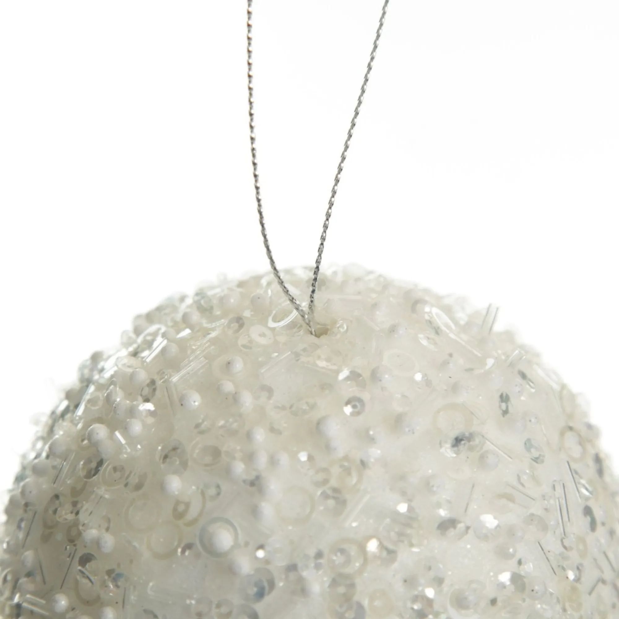White Glitter Sequin and Bead Ball Clearance