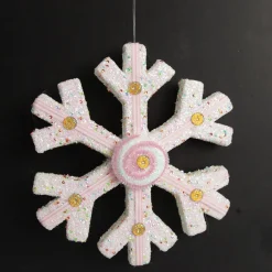 White Glitter Snowflake with Pink Frosting and Sprinkles Clearance